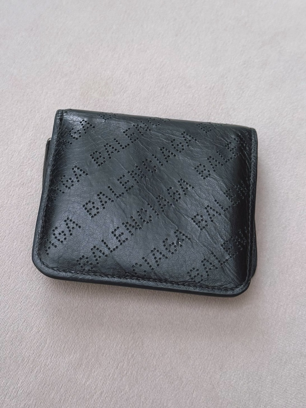 Balenciaga Logo Leather Fold Wallet